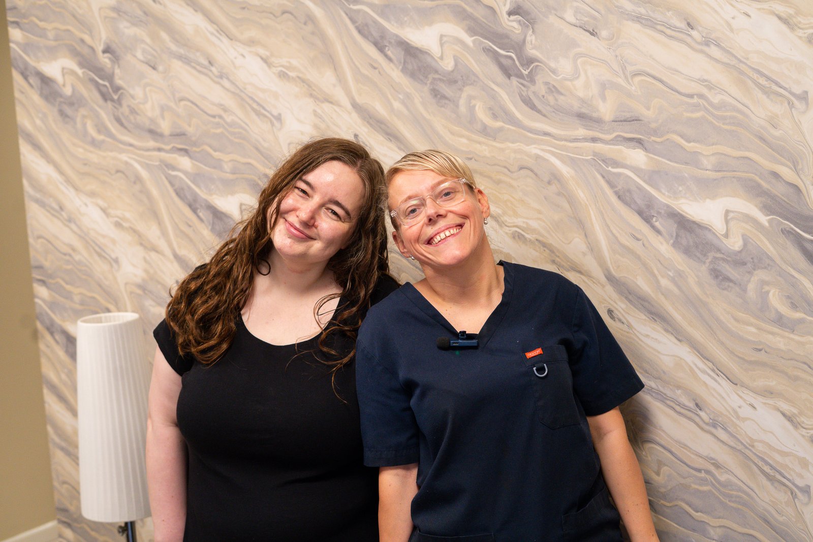 Adelaide McKay with a student at The Therapy Room Training Academy in Belfast